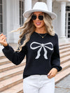 Ladies new sweater bow fashion knitted sweater