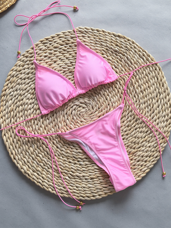 Women's bikini solid color two piece set