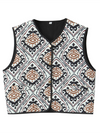 Ladies New Retro Print Quilted Cotton Vest