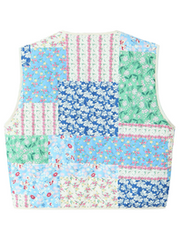 Ladies New Retro Print Quilted Cotton Vest