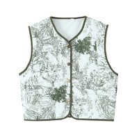 Ladies New Retro Print Quilted Cotton Vest