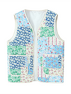 Ladies New Retro Printed Patch Pocket Quilted Cotton Vest