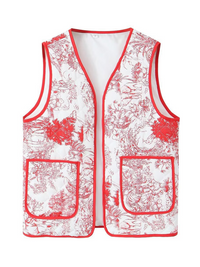 Ladies New Retro Printed Patch Pocket Quilted Cotton Vest