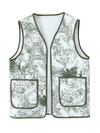 Ladies New Retro Printed Patch Pocket Quilted Cotton Vest