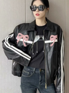 New Street Fashion Bow Zipper Leather Jacket