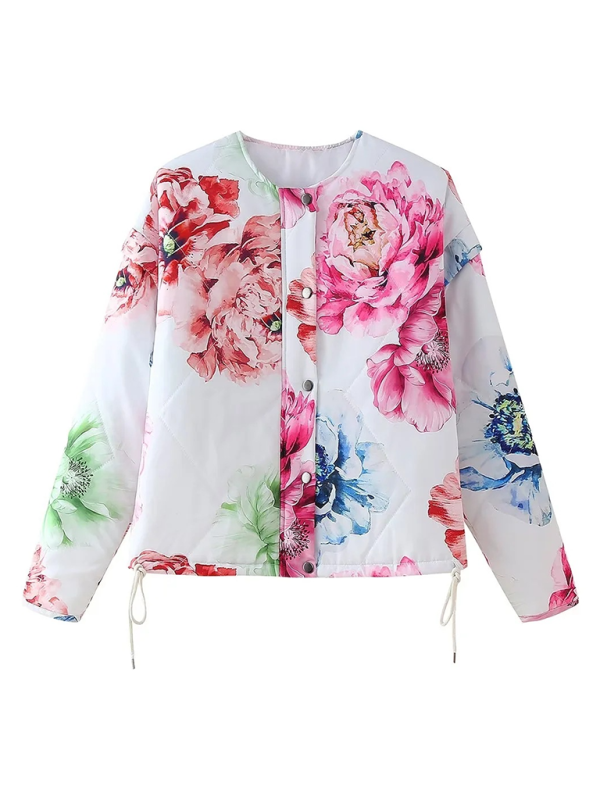 New women's autumn and winter floral print long sleeve jacket