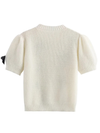 New women's white short-sleeved sweater with bow