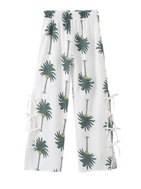 New Women's V-neck Holiday Coconut Tree Print Sleeveless Vest Top Trousers Set