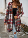 Women's casual loose contrast color hooded jacket