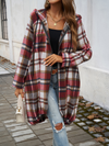 Women's casual loose contrast color hooded jacket