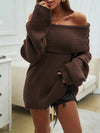 Women's loose shoulder pullover long sleeve sweater