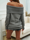 Casual Solid Color Pullover One Shoulder Sweater