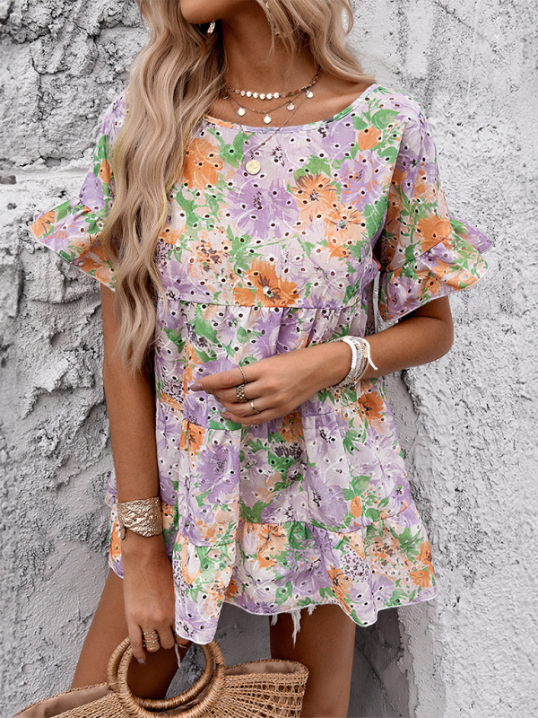 Women's Resort Casual Floral Print Short Dress