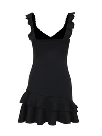 Women's ruffled slim suspender dress