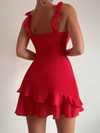 Women's ruffled slim suspender dress