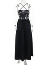 Women's halter back A-line holiday tie waist dress