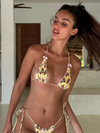 Women's New Sexy Bikini Set Lace-up Printed Bowknot