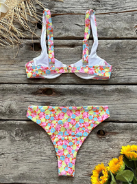 Women's new sexy low waist printed beach bikini set