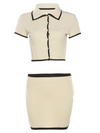 Ladies new short-sleeved cardigan lapel sexy hip-wrapped short skirt suit