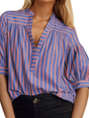 New Women's Shirt Casual Striped V-Neck Top