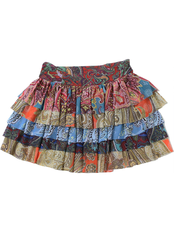 New women's personalized colorful printed pleated sexy hip-hugging short skirt