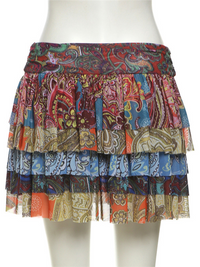 New women's personalized colorful printed pleated sexy hip-hugging short skirt