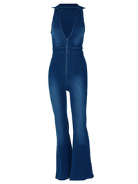 Women's new slim fit fashion street retro style high waist denim jumpsuit