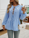 Women's casual loose striped lace-up shirt