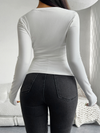 Slim Fit V-Neck Button Long Sleeve T-Shirt