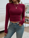 Slim Fit Solid Color Round Neck Long Sleeve T-Shirt