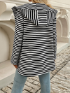 New Striped Cardigan Hooded Knit Long Sleeve Coat