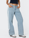 Fashion loose side drawstring wide-leg women's jeans