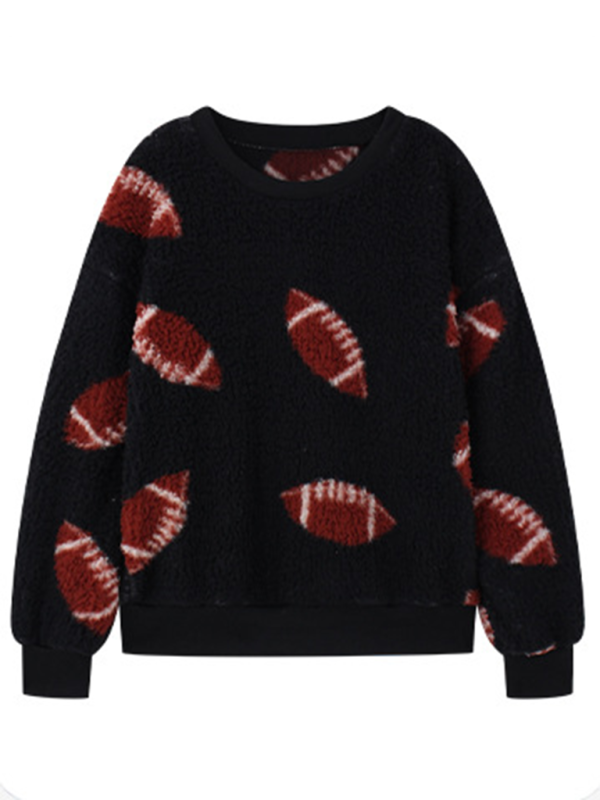 Fashion Loose Halloween Print Plush Loose Pullover Sweatshirt