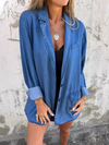 Casual loose lapel suit collar denim jacket