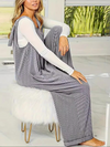 New solid color V-neck sleeveless casual loose straight wide-leg jumpsuit