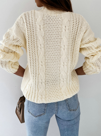 New Casual Sweater Jacket V-Neck Button Cable Knit Cardigan