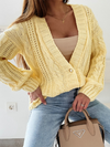 New Casual Sweater Jacket V-Neck Button Cable Knit Cardigan