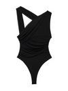 New asymmetric pleated tulle bodysuit