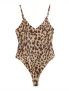 New Leopard Print Pullover V-Neck Suspender Bodysuit/Short Casual Pants