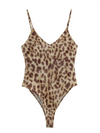 New Leopard Print Pullover V-Neck Suspender Bodysuit/Short Casual Pants