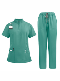 Stand collar zipper doctor nurse work uniform surgical gown surgical gown washing gown operating room straight pants solid color