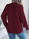 Casual V-neck Lantern Sleeve Twist Button Knit Cardigan Sweater Jacket