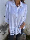 Women's Lace Flared Sleeve Hollow Button Shirt