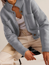 Women's Knit Jacket Standing Collar Solid Color Cardigan Sweater