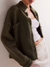 Women's Knit Jacket Standing Collar Solid Color Cardigan Sweater