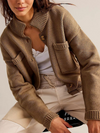 Women's Knit Jacket Standing Collar Solid Color Cardigan Sweater