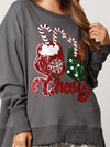 Christmas Candy Cup Sequins Sweatshirt Casual Loose Top