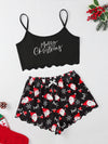 Christmas letter elk Christmas hat print sleeveless shorts simple casual two-piece home clothes