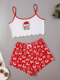 Christmas letter elk Christmas hat print sleeveless shorts simple casual two-piece home clothes