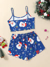 Christmas Alphabet Santa Claus Printed Two Piece Loungewear Set